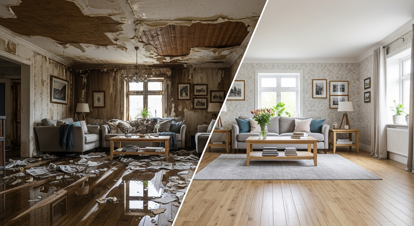 Before and After Water Damage Restoration